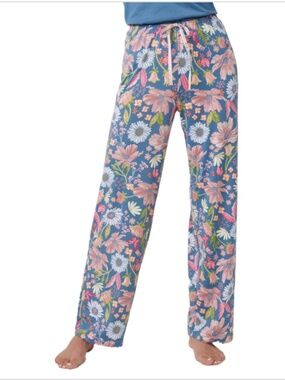 NWT - Hue Women's Romantic Floral Long Pajama Pants - Coronet Blue - Size: S